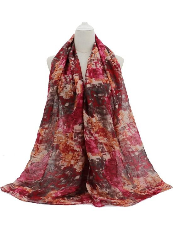 Audhol Hijab Cap Muslim Head Scarf Solid Color Long Scarf  Women\'s Bright Redish Cover Hijab Cotton Voile Wrap for Spring Fall Scarf Shawl